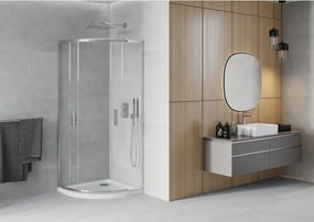 Mexen Rio cabina doccia semicircolare 90 x 90 cm, trasparente, cromo + piatto doccia Flat, bianco - 863-090-090-01-00-4110
