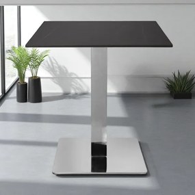 Tavolo bar pub ristorante 70x70 cm base argento Top per esterno effetto Marmo Nero H 75