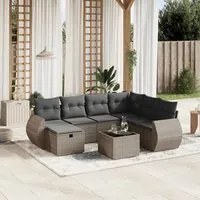 Set Divano da Giardino 8 pz con Cuscini Grigio in Polyrattan 3264156