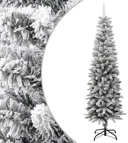 Albero di Natale Artificiale con Neve Floccata e LED in diverse dimensioni e materiali, Albero Natale Artificiale Sottile Neve Floccata 180cm PVC e PE