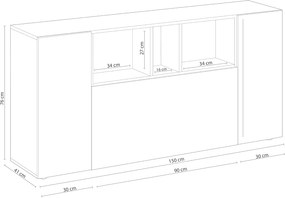 Mobile credenza Loira rovere Alaska bianco artik