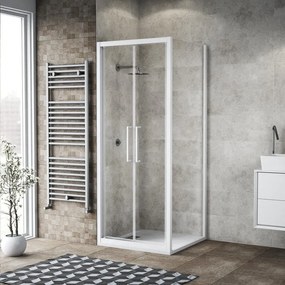 Box doccia con ingresso frontale battente Record L 75 x H 195 cm, vetro 6 mm vetro senza finitura / trasparente profilo bianco spazzolato