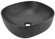 Lavabo da appoggio quadrato con angoli smussati in ceramica nero opaco cm 41x41