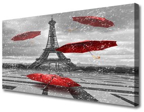 Quadro stampa su tela Ombrello della Torre Eiffel di Parigi 100x50 cm