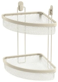 Mensola bagno angolare crema in acciaio con 2 ripiani – Taki