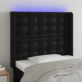 Testiera A Led Nero 93x16x118/128 Cm İn Similpelle /