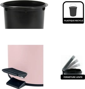 Cestino per la spazzatura rosa in acciaio con pedale 3 l Adelar – Spirella