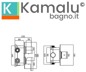 Kamalu - miscelatore doccia a muro con deviatore finitura cromata | lison-d3