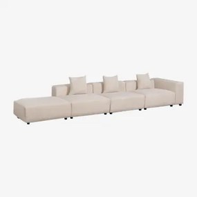 Divano Componibile Angolare Destro 3 Pezzi Con Puff (↔︎450 Cm) Bruna Velluto A Coste Beige Lin - Sklum