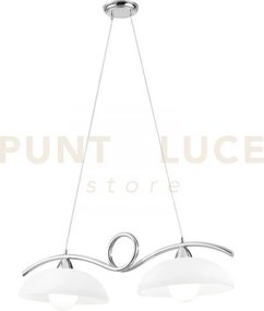 Lampadario a sospensione halley cromo 2 luci attacco e27 76x30x110cm