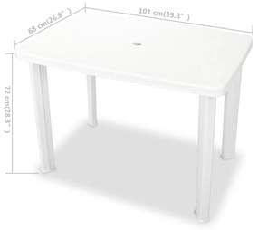 Tavolo da giardino bianco 101x68x72 cm in plastica
