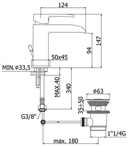 Paffoni Level Les061st Miscelatore Lavabo con canna a effetto Cascata Senza Piletta Steel Looking Acciaio