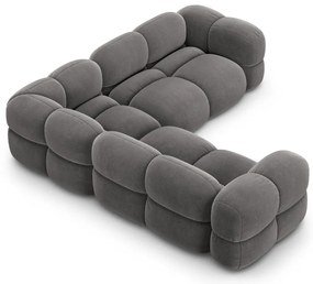 Divano angolare grigio con rivestimento in velluto Loretto – Cosmopolitan Design