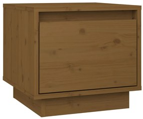 Comodino Marrone Ambrato 35x34x32 Cm İn Legno Massello Di Pino /