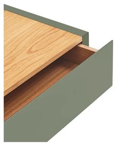 Comodino verde con piano effetto rovere da parete Arista – Teulat