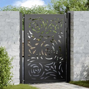 Cancello Giardino Nero 105x130 Cm İn Acciaio Design A Fiamma /