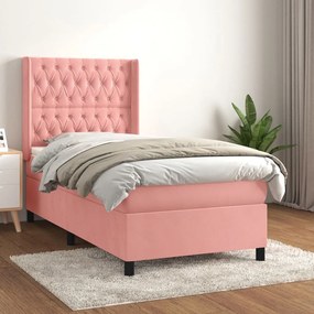 Giroletto A Molle Con Materasso Rosa 80x200 Cm İn Velluto /