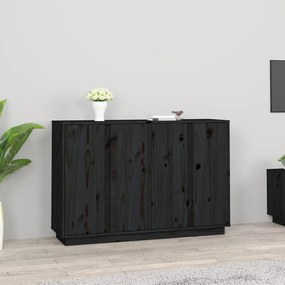 Credenza nera 120x35x80 cm in legno massello di pino