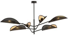 Lampadario 6 Luci Eridano In Acciao Nero E Oro Con Bracci Mobili