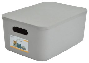 Scatola con coperchio grigia in plastica 35,5x25,5x16 cm – Homéa