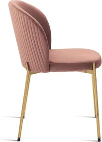 Sedia in velluto Cipria con struttura in metallo Oro MEGAN 2 sedie