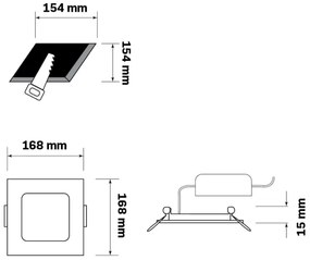 Lampada LED da incasso RIGEL LED/10W/230V 4000K 16,8x16,8 cm nero