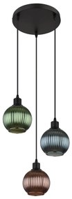 Globo 15638-3 - Lampadario a sospensione con filo ZUMBA 3xE27/25W/230V diametro 36 cm rame/verde/blu