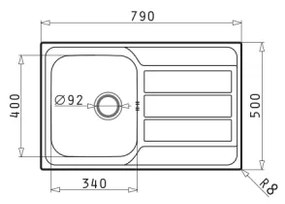 Pyramis 100178701 - Lavello cucina ATHENA 79x50 cm satinato