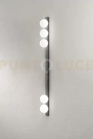 Applique in metallo grigio titanio e vetro bianco acidato snooky 5 ...