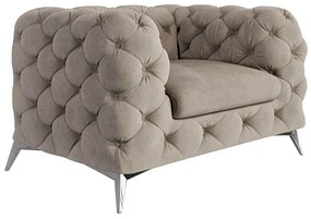 Poltrona greige con rivestimento in velluto Chelsea – Ropez