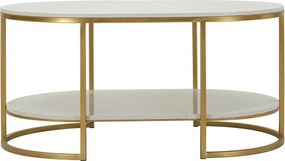 Tavolino da salotto bianco/dorato con piano in marmo 60x90 cm Izmir – Mauro Ferretti