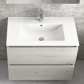 Kamalu - mobile bagno sospeso 80cm con lavabo integrato e 2 cassetti tod-80l