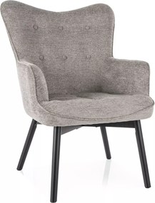 Poltrona Carmen Raven in tessuto grigio Raven 07 con struttura in legno nero opaco – 72x75x99 cm