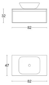 Mobile bagno sospeso 82 cm con cassetto e lavabo Tabacco - LUNA3