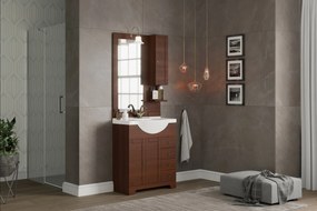Pensile bagno Romantica noce in mdf, 1 anta apertura da destra P 17 x L 20 x H 97 cm