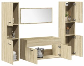 Set Mobili Da Bagno 4 Pz Rovere Sonoma İn Legno Multistrato /