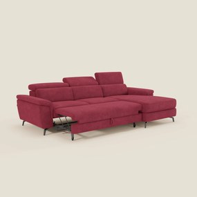Estro Divano estraibile con chaise-longue e poggiatesta reclinabili in tessuto impermeabile T14 rosso