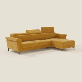 Capri Divano letto angolare con penisola contenitore e poggiatesta reclinabili - elegante tessuto smacchiabile T30