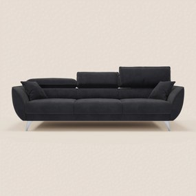 Michelangelo 4 Posti – Divano con 3 sedute estensibili e poggiatesta reclinabili in elegante tessuto vellutino smacchiabile T30