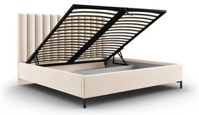 Letto matrimoniale imbottito beige con contenitore con griglia 160x200 cm Casey - Mazzini Beds