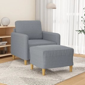 Poltrona Con Poggiapiedi Grigio Chiaro 60 Cm İn Tessuto /