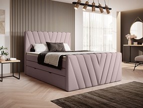 Letto matrimoniale boxspring Dusseldorf - 180 x 200 cm , Tessuto lilla