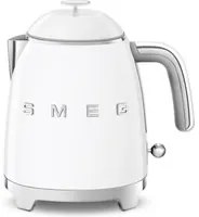 Smeg, bollitore elettrico piccolo klf05wheu 0,8 l, filtro in acciaio inox, autospegnimento di sicurezza, indicatore livello di acqua, base antiscivolo e avvolgicavo integrato, potenza 1400w, bianco