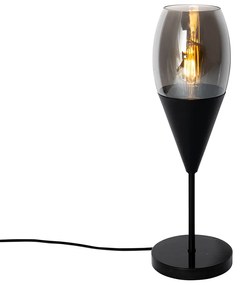 Lampada da tavolo moderna nera con vetro fumé - Drop