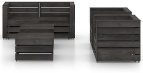 Set Salotto da Giardino 6 pz in Legno di Pino Impregnato Grigio