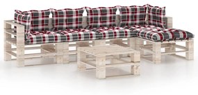 Set divani da giardino pallet 6 pz con cuscini in legno di pino