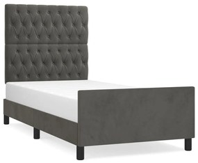 Giroletto con testiera grigio scuro 90x190 cm in velluto