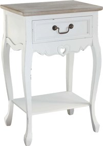 FABIEN - mobiletto 1 cassetto in legno di paulownia shabby chic