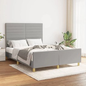 Giroletto con testiera grigio chiaro 140x190 cm in tessuto