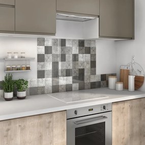 Pannello decorativo della cucina vetro Carreaux grigio e nero effetto mosaico L70 cm x H90 cm